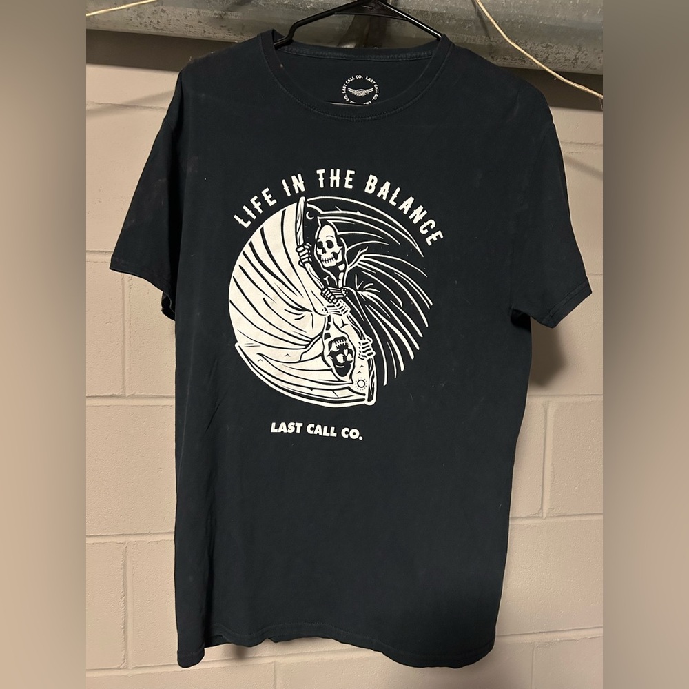 Black Short Sleeve Tee with Bold Graphic Design
